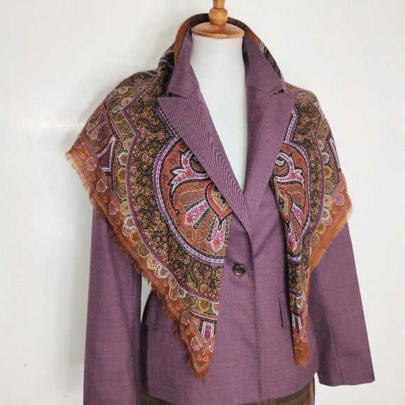 DARK PLUM WOOL BLEND JACKET - Picture 8 of 8
